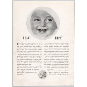 1937 Pet Milk Baby Formula Happy Husky Infant Vintage Magazine Print Ad